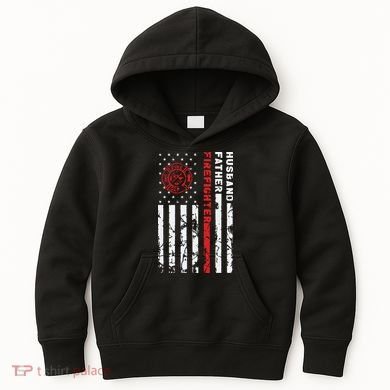 Firefighter Husband Father Fireman Fathers Day Gift For Dad Kids Hoodie
