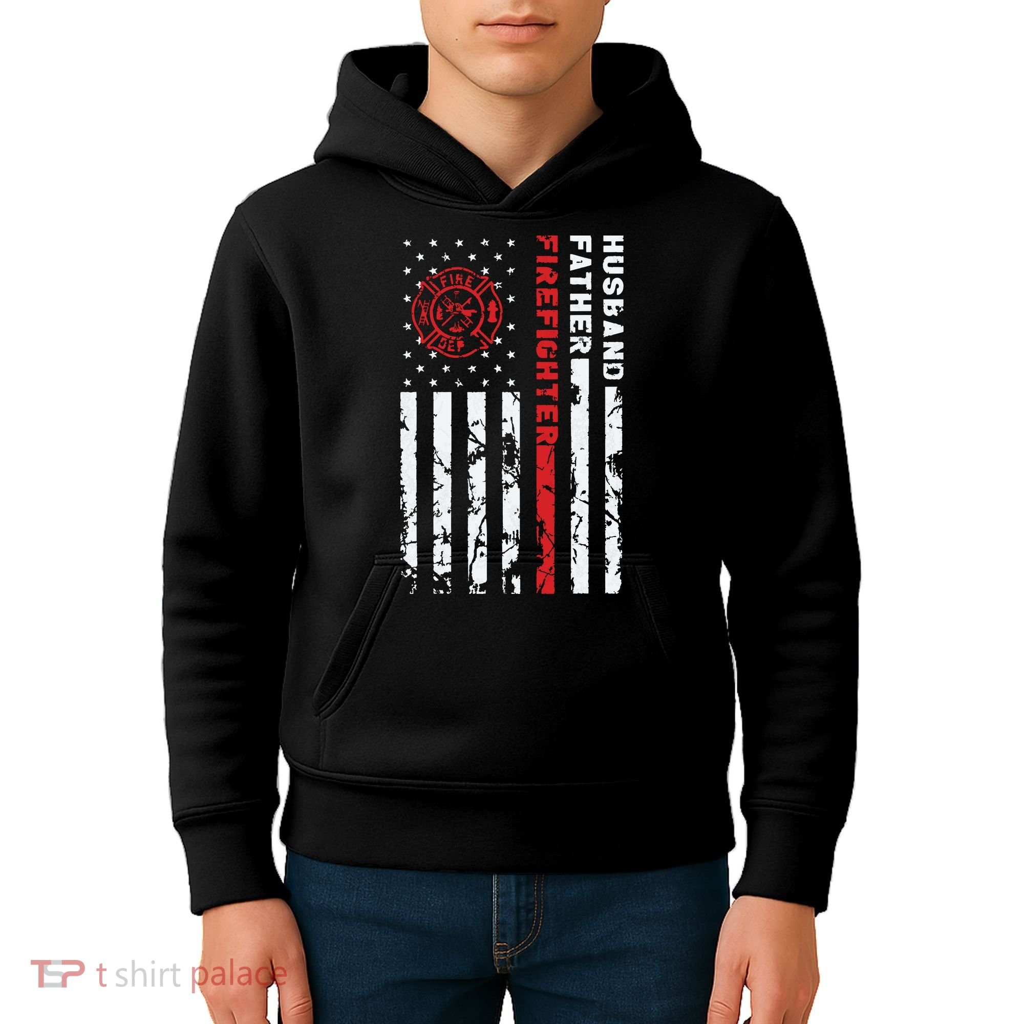 Firefighter Husband Father Fireman Fathers Day Gift For Dad Kids Hoodie