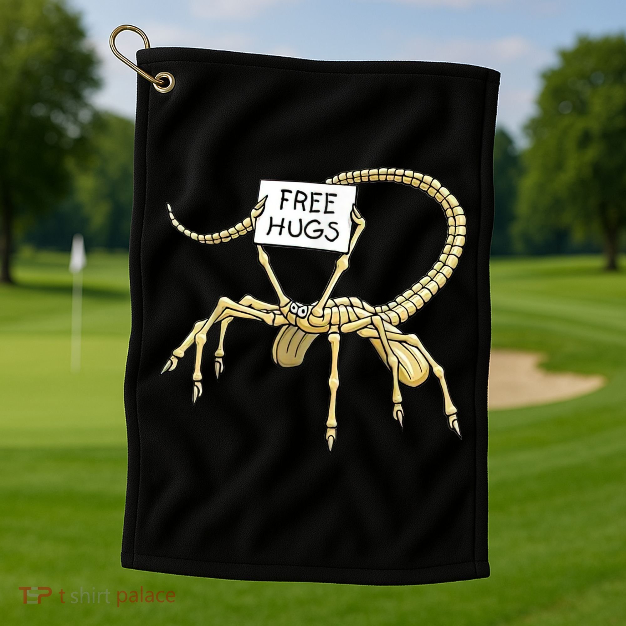 Free Hugs Funny Facehugger Aliens Golf Towel