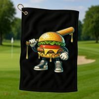 Funny Hamburger For Women Cheeseburger Lover Golf Towel thumb 1