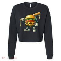 Funny Hamburger For Women Cheeseburger Lover Cropped Pullover Crew thumb 0