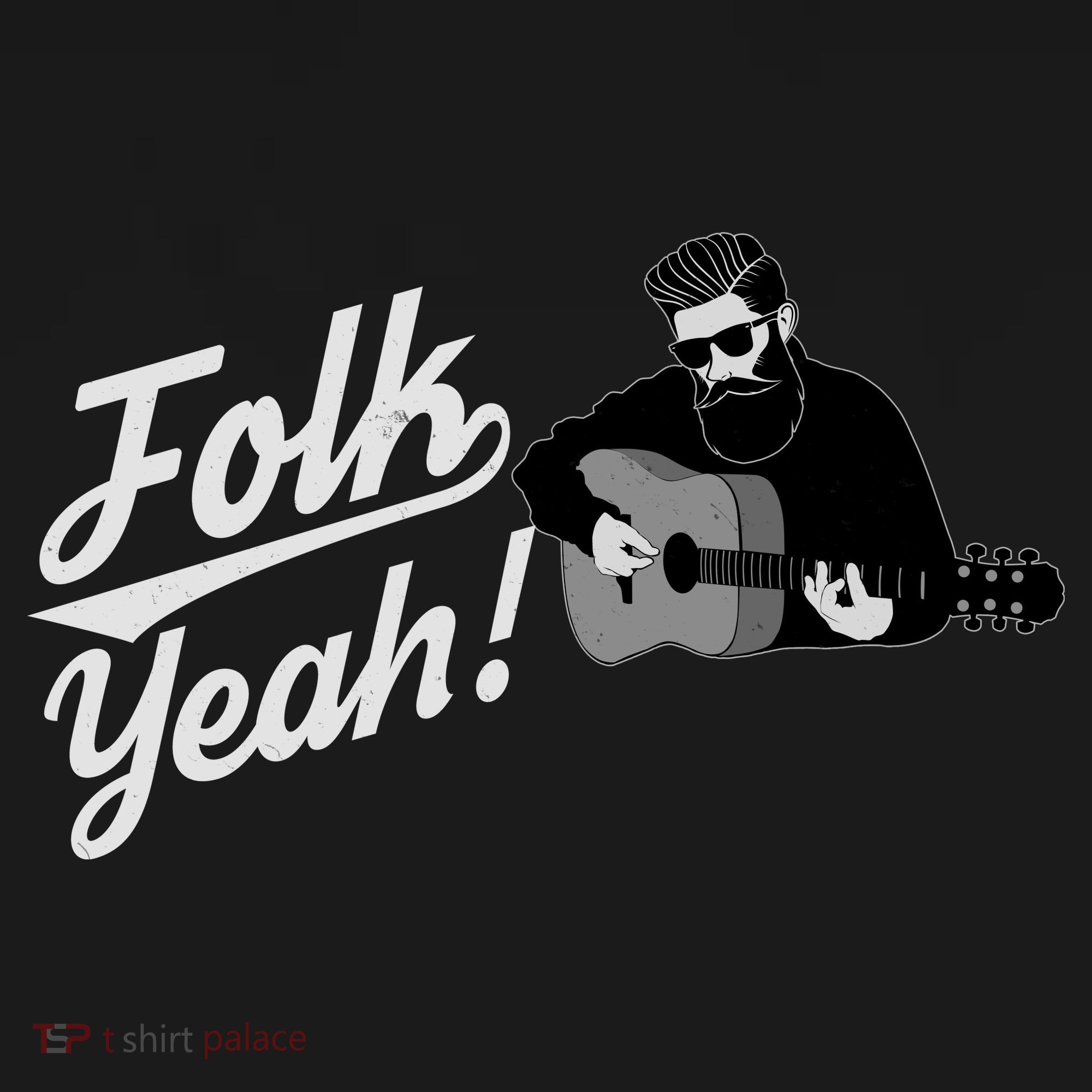 Funny Hipster Folk Yeah! Folk Music Acoustic Guitar Lover Women's Hoodie