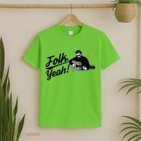 Funny Hipster Folk Yeah! Folk Music Acoustic Guitar Lover T-Shirt thumb 2