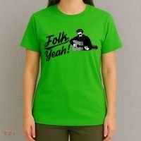 Funny Hipster Folk Yeah! Folk Music Acoustic Guitar Lover T-Shirt thumb 4