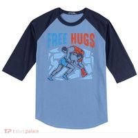 Free Hugs Funny Wrestling Gifts For Wrestlers Boy Raglan Baseball Sleeve Shirt thumb 0
