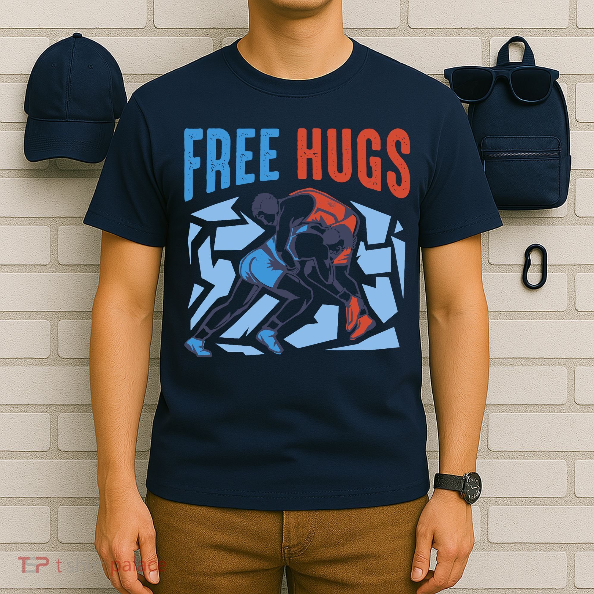 Free Hugs Funny Wrestling Gifts For Wrestlers Boy T-Shirt