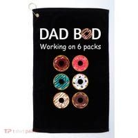 Fun Holiday Funny Donut Dad Bod Working On Six 6 Packs Meaningful Gift Golf Towel thumb 0