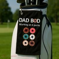 Fun Holiday Funny Donut Dad Bod Working On Six 6 Packs Meaningful Gift Golf Towel thumb 2