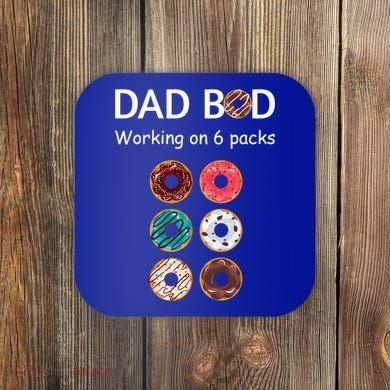 Fun Holiday Funny Donut Dad Bod Working On Six 6 Packs Meaningful Gift Coaster
