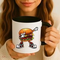 Funny Hamburger For Men Women Cheeseburger Fast Food Coffee Mug thumb 3