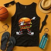 Funny Hamburger For Men Women Cheeseburger Fast Food Tank Top thumb 4