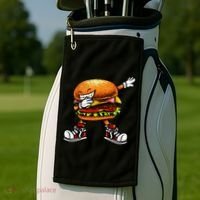 Funny Hamburger For Men Women Cheeseburger Fast Food Golf Towel thumb 2