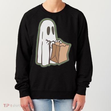 Funny Halloween Ghost with Candy Bag Women's Sweatshirt