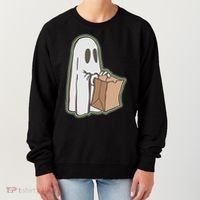 Funny Halloween Ghost with Candy Bag Women's Sweatshirt thumb 0
