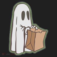 Funny Halloween Ghost with Candy Bag Women's Sweatshirt thumb 2