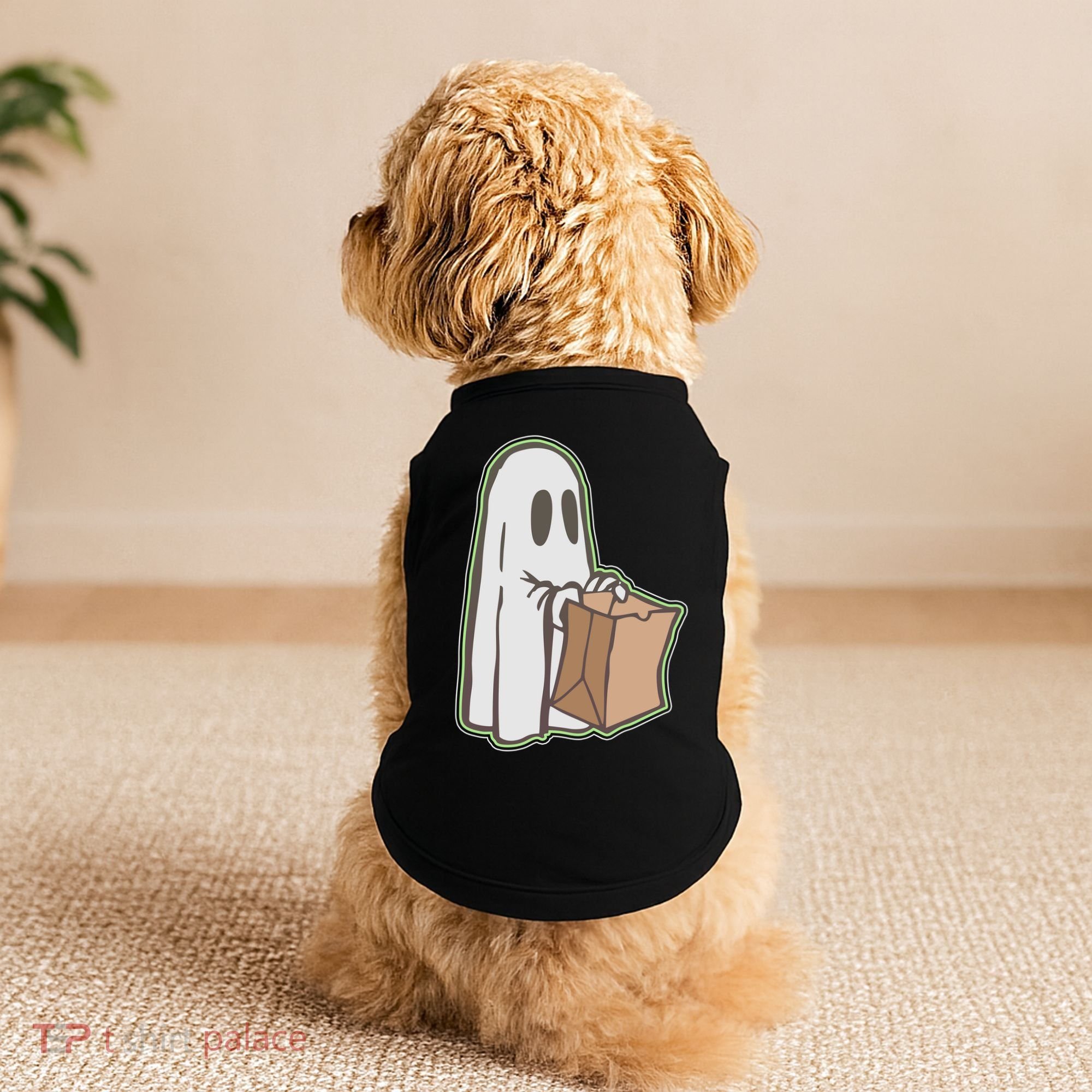 Funny Halloween Ghost with Candy Bag Doggie Tank