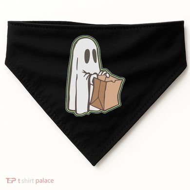 Funny Halloween Ghost with Candy Bag USA-Made Doggie Bandana