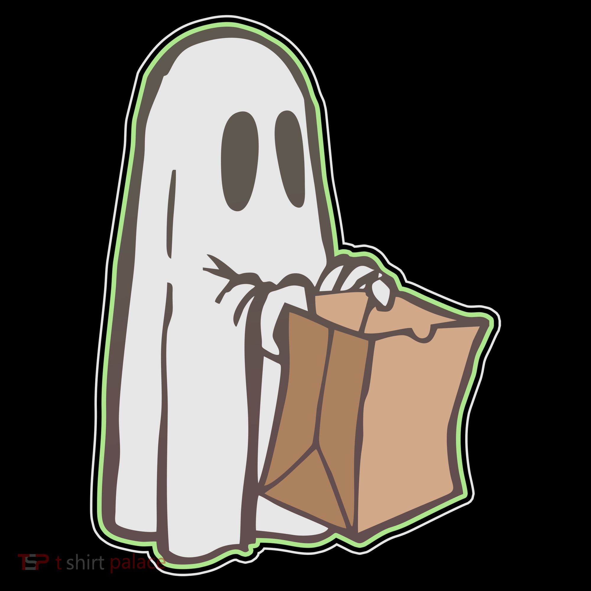 Funny Halloween Ghost with Candy Bag USA-Made Doggie Bandana