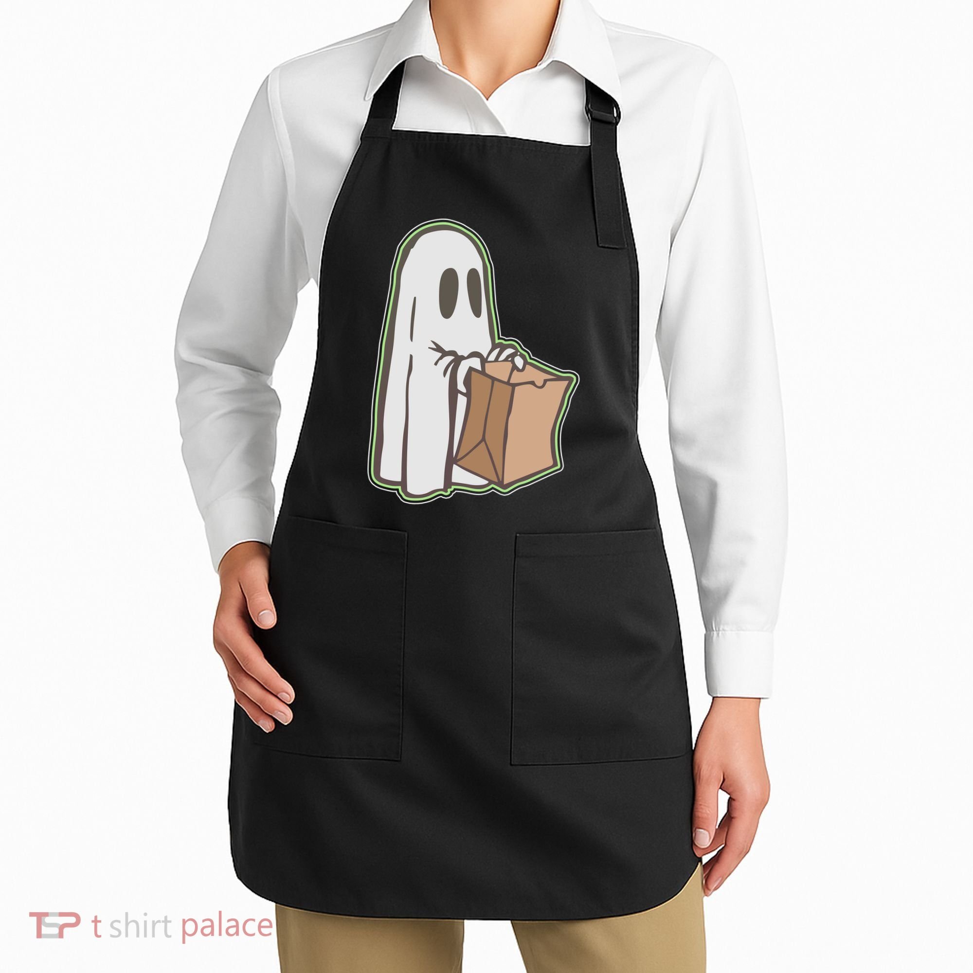 Funny Halloween Ghost with Candy Bag Apron