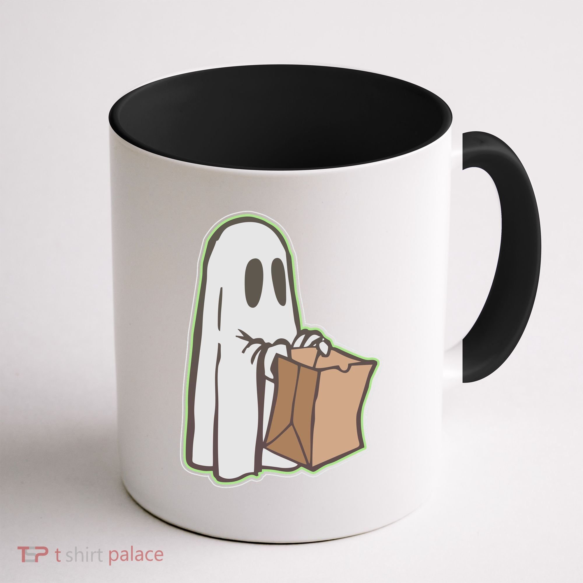 Funny Halloween Ghost with Candy Bag Coffee Mug
