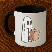 Funny Halloween Ghost with Candy Bag Coffee Mug thumb 2