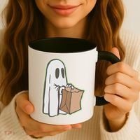 Funny Halloween Ghost with Candy Bag Coffee Mug thumb 3