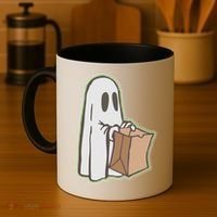 Funny Halloween Ghost with Candy Bag Coffee Mug thumb 4