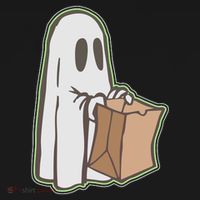 Funny Halloween Ghost with Candy Bag Polo thumb 3
