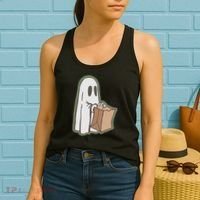 Funny Halloween Ghost with Candy Bag Women's Tank Top thumb 2