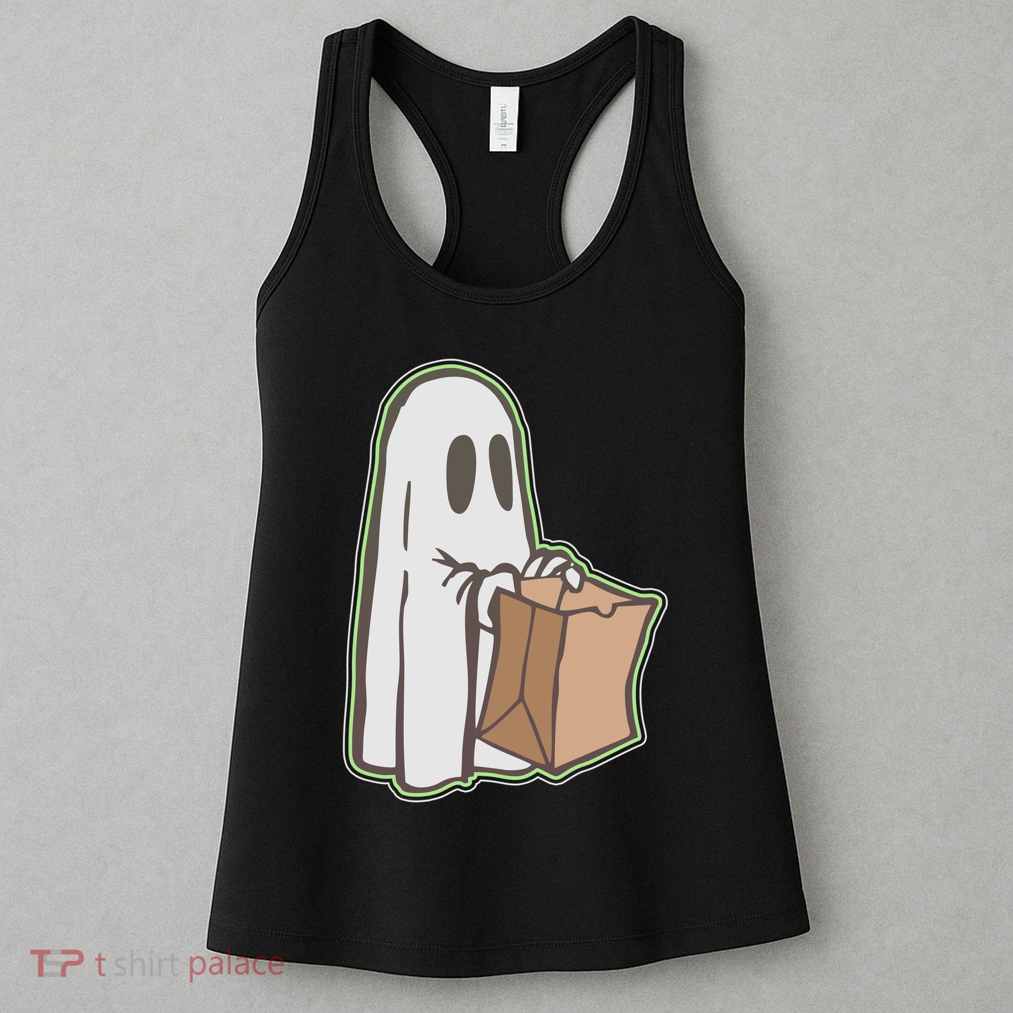 Funny Halloween Ghost with Candy Bag Women's Tank Top