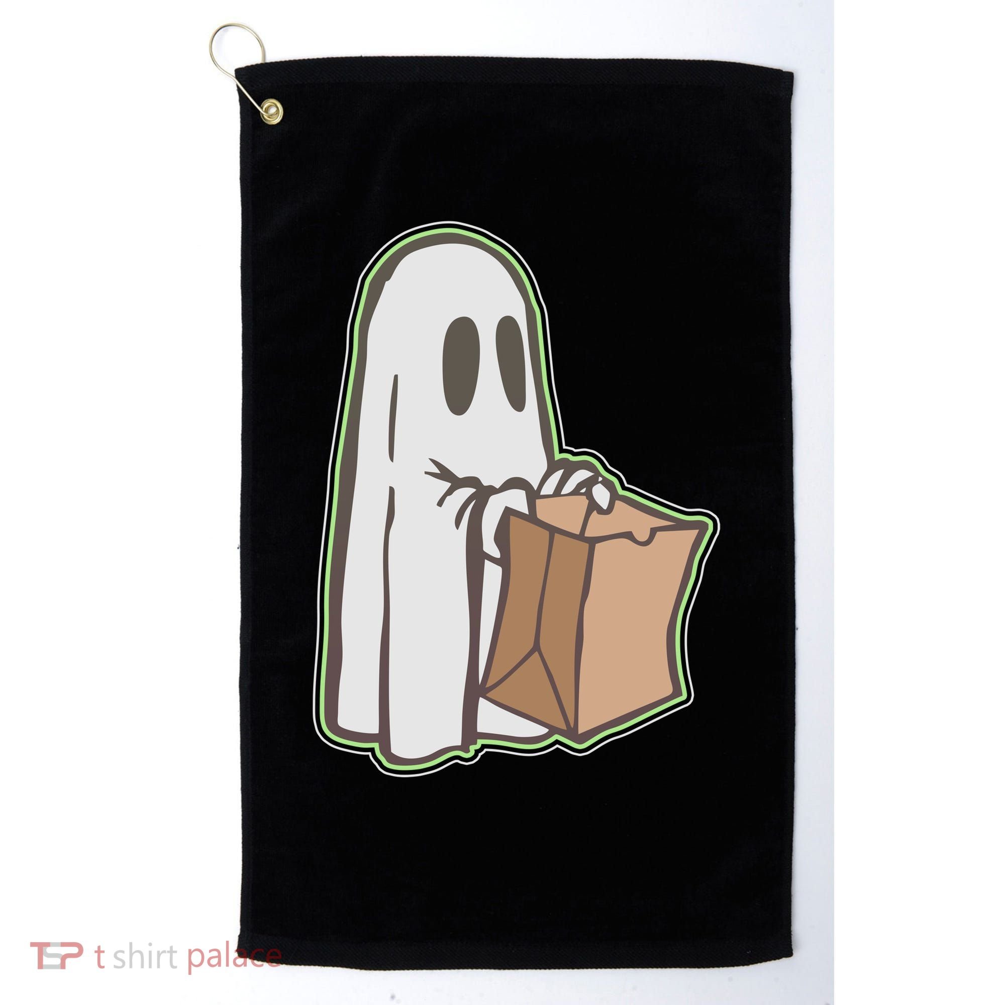 Funny Halloween Ghost with Candy Bag Golf Towel