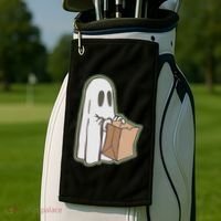 Funny Halloween Ghost with Candy Bag Golf Towel thumb 2