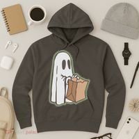 Funny Halloween Ghost with Candy Bag Hoodie thumb 3