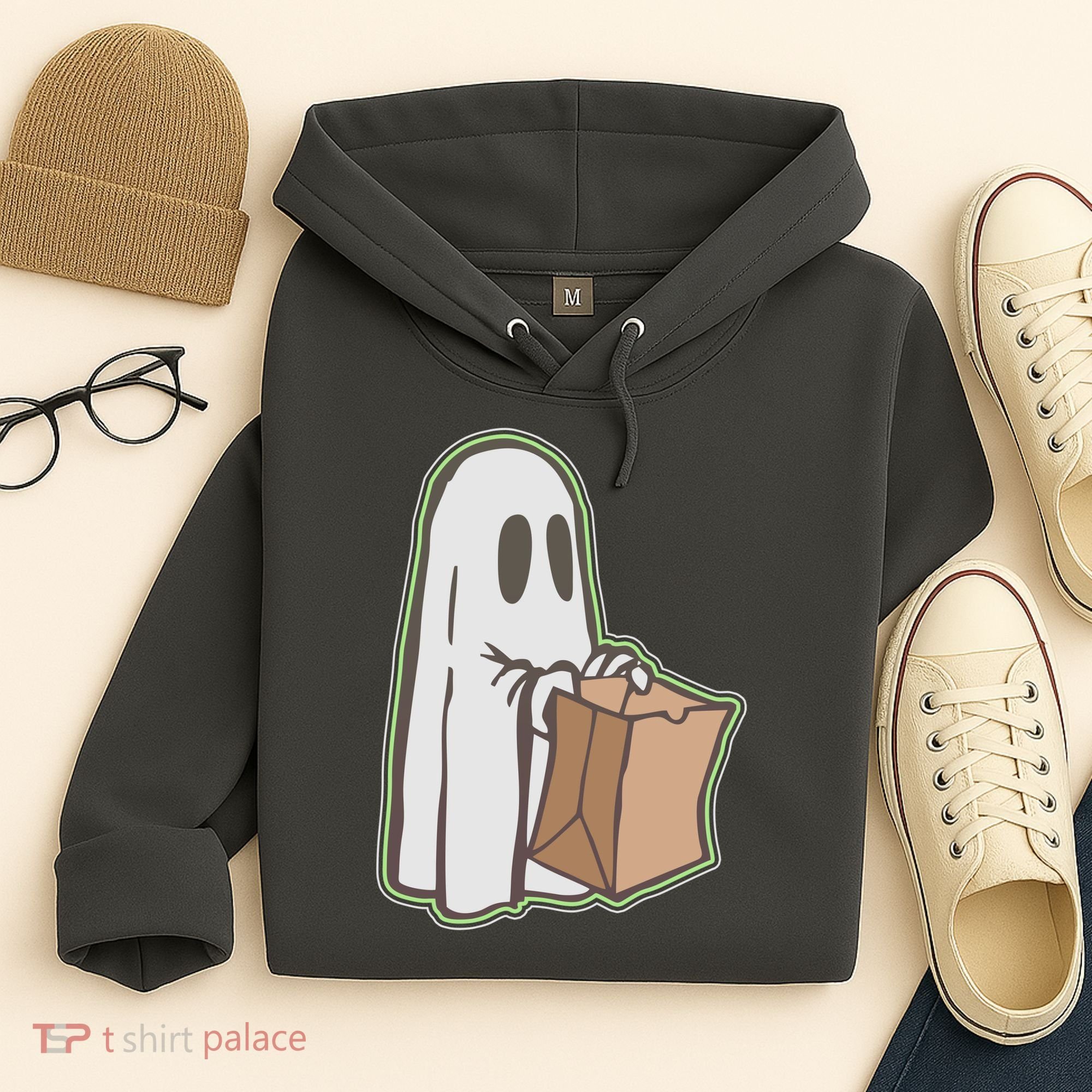 Funny Halloween Ghost with Candy Bag Hoodie
