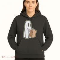 Funny Halloween Ghost with Candy Bag Hoodie thumb 5