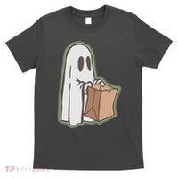 Funny Halloween Ghost with Candy Bag T-Shirt thumb 0