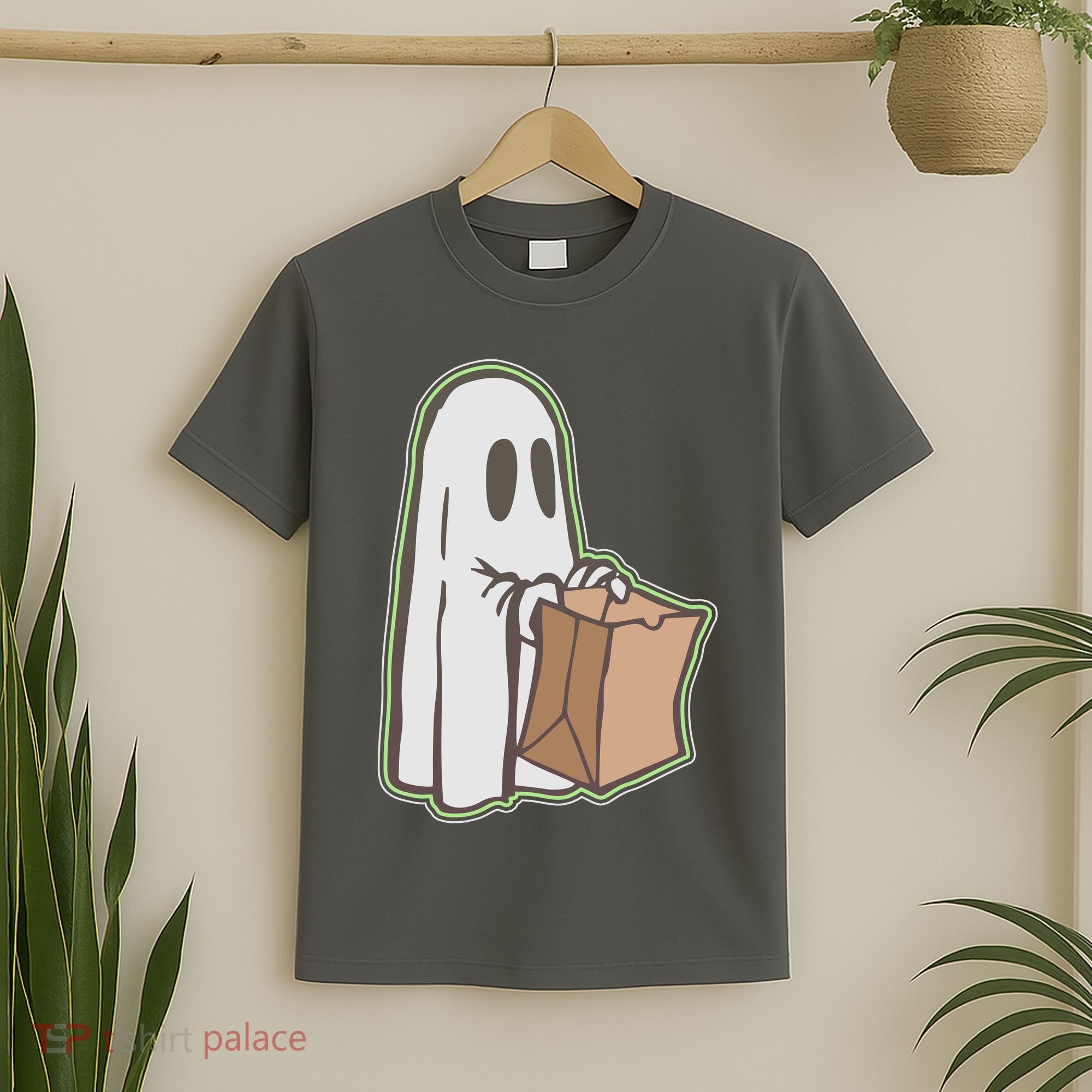 Funny Halloween Ghost with Candy Bag T-Shirt