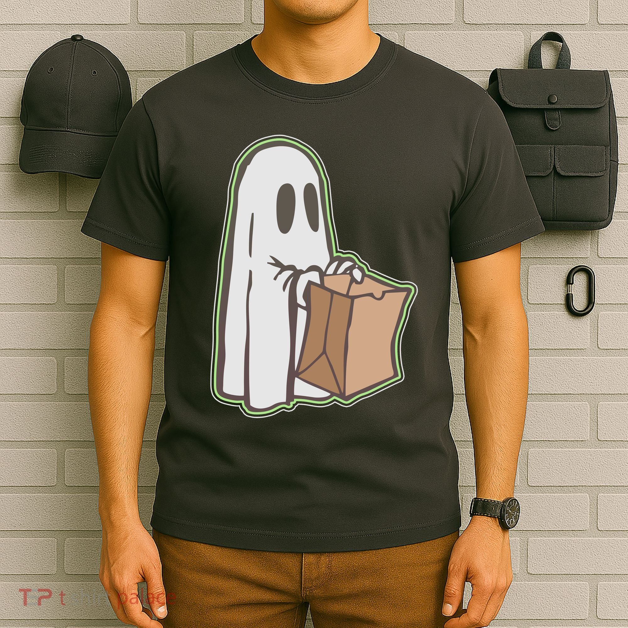 Funny Halloween Ghost with Candy Bag T-Shirt