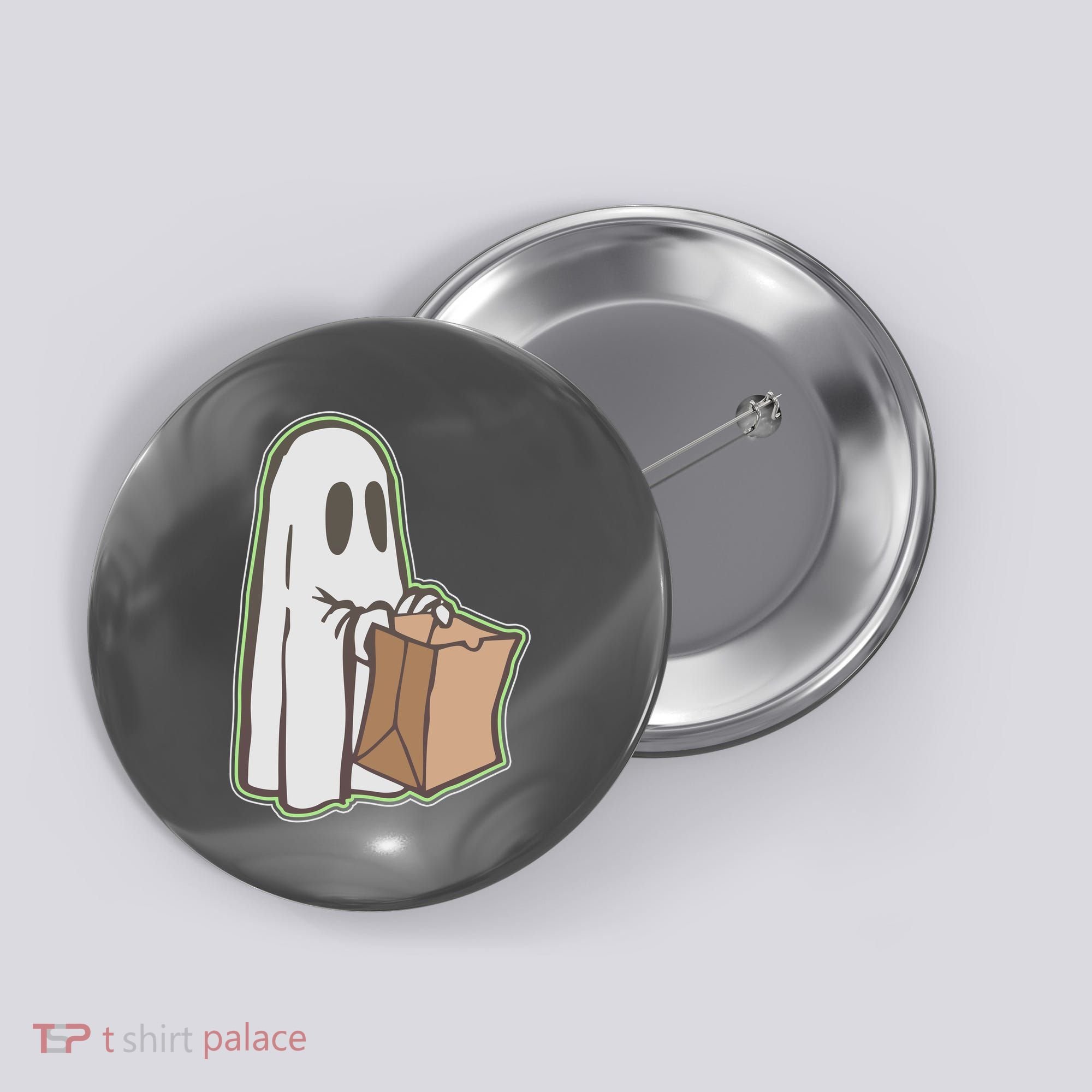 Funny Halloween Ghost with Candy Bag Button