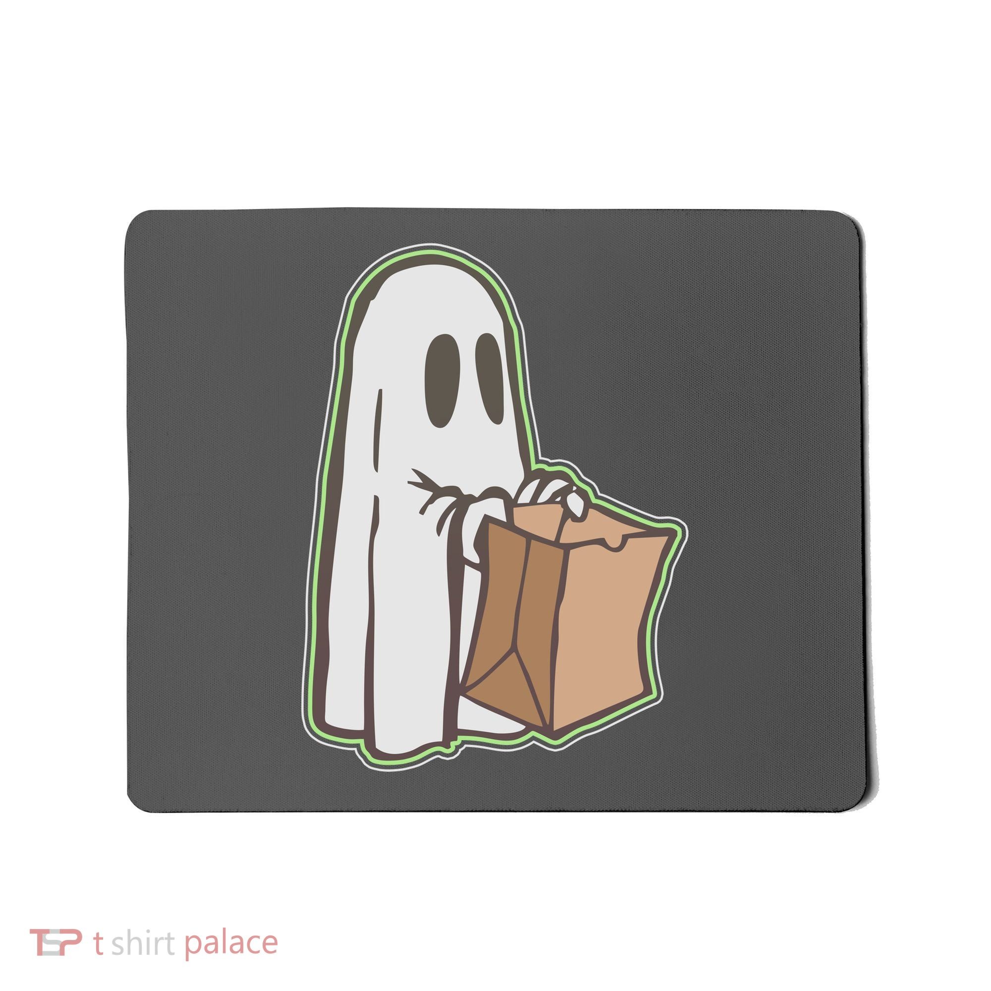 Funny Halloween Ghost with Candy Bag Mousepad