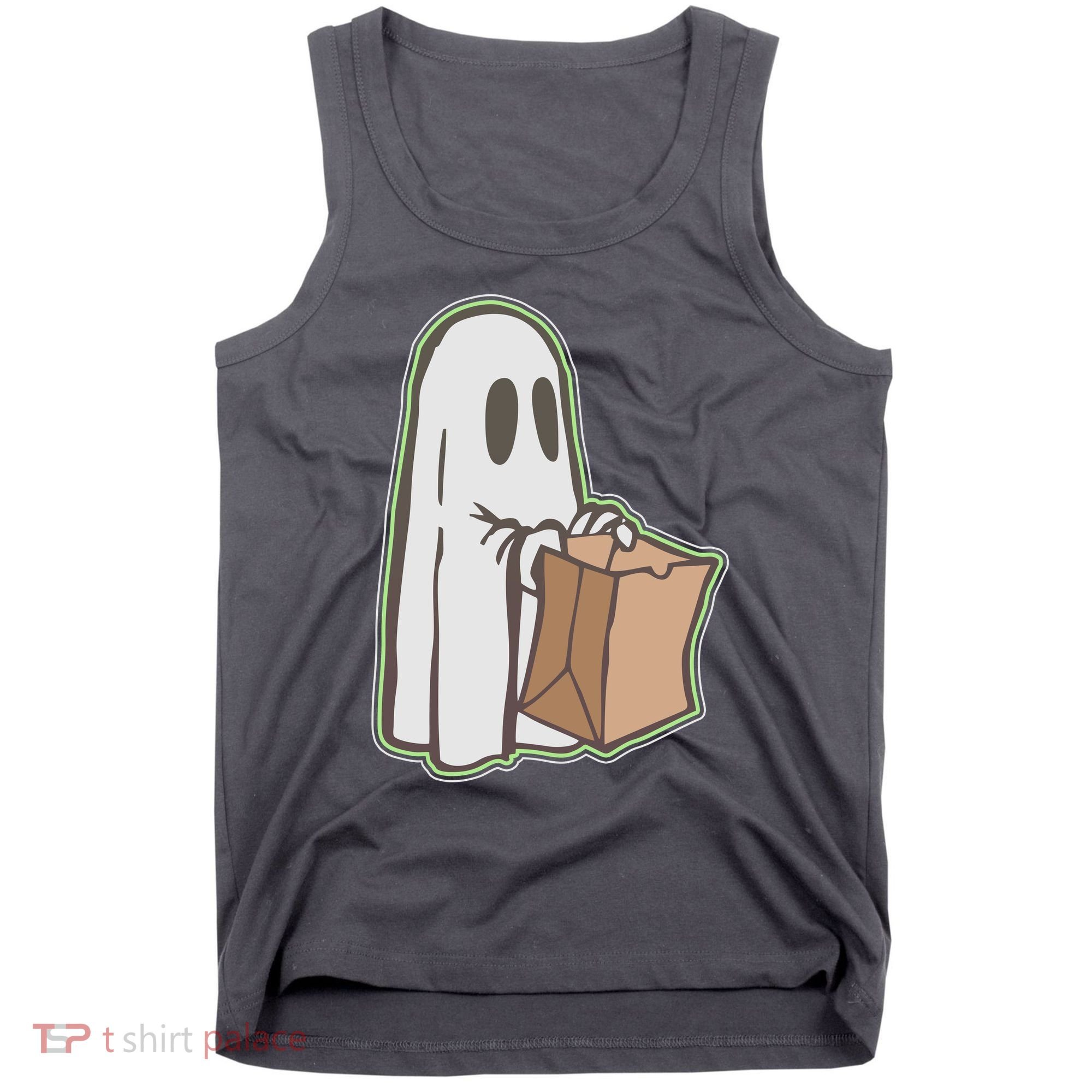 Funny Halloween Ghost with Candy Bag Tank Top