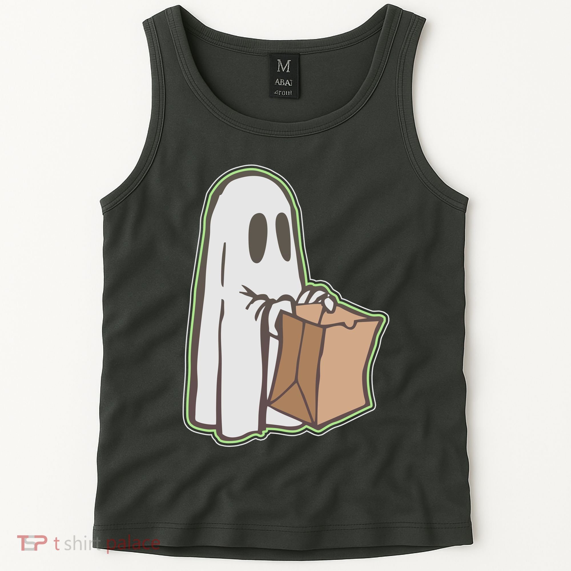Funny Halloween Ghost with Candy Bag Tank Top