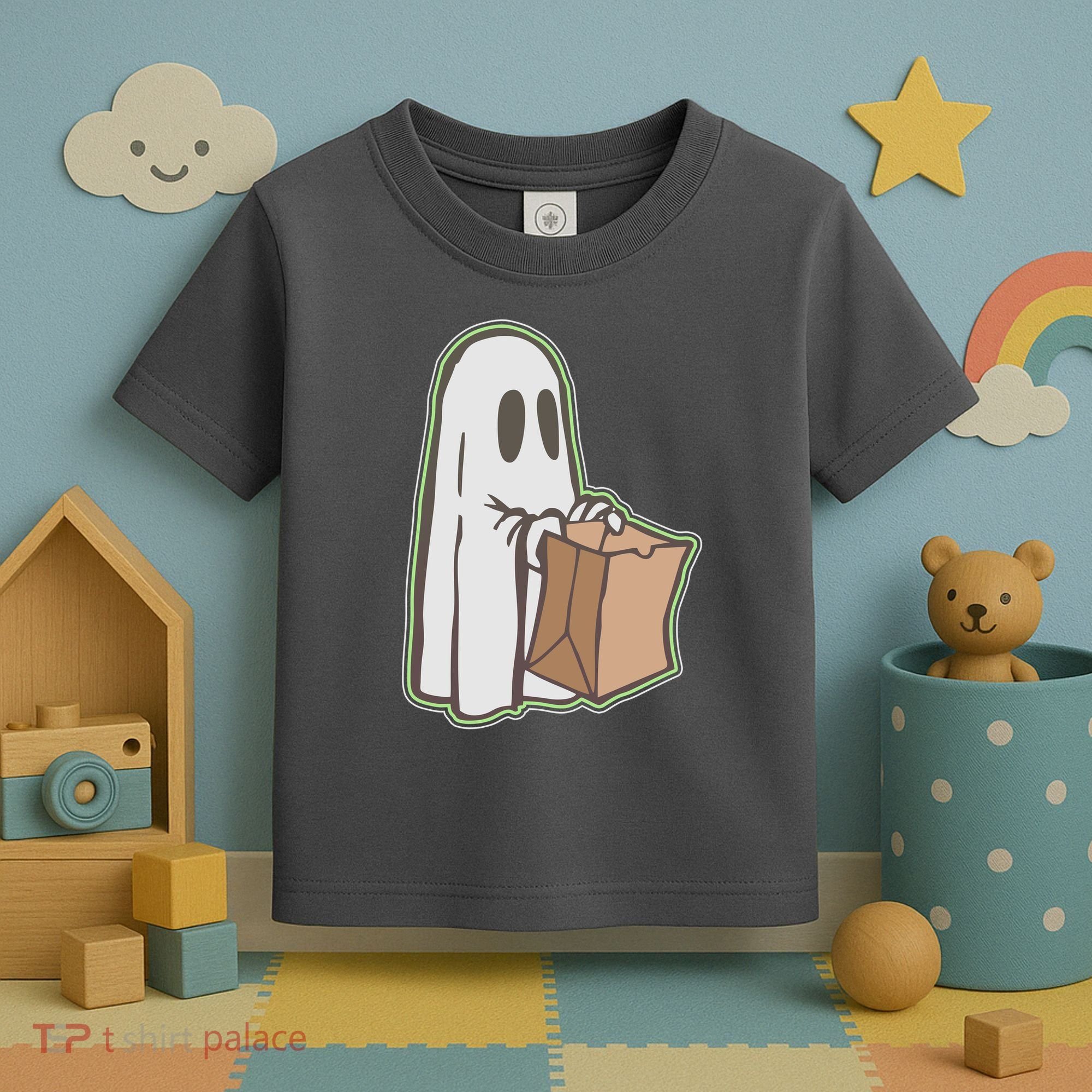 Funny Halloween Ghost with Candy Bag Toddler T-Shirt