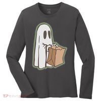 Funny Halloween Ghost with Candy Bag Women's Long Sleeve Shirt thumb 0