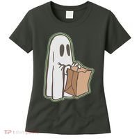 Funny Halloween Ghost with Candy Bag Women's T-Shirt thumb 0