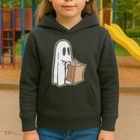 Funny Halloween Ghost with Candy Bag Kids Hoodie thumb 3