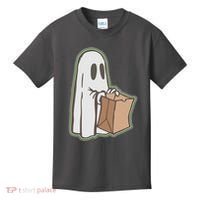Funny Halloween Ghost with Candy Bag Kids T-Shirt thumb 0