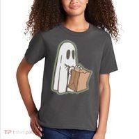 Funny Halloween Ghost with Candy Bag Kids T-Shirt thumb 2