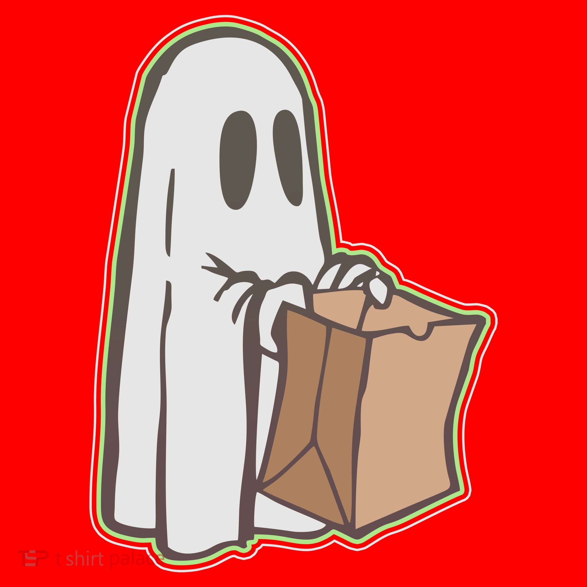 Funny Halloween Ghost with Candy Bag Santa Hat