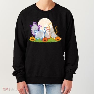Funny Halloween Ghost Cats Women's Sweatshirt